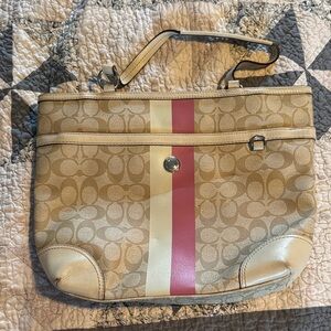 Coach Tan and Pink Shoulder Bag